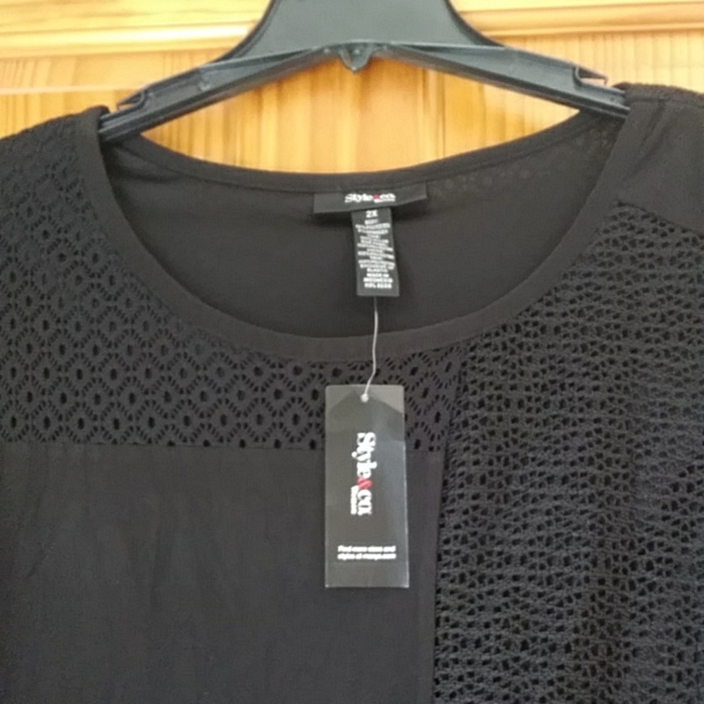 Style & Co 2X Lace and Ruffle Tunic - Picture 7 of 11